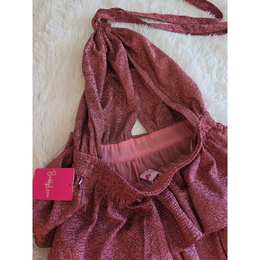 BUDDY LOVE Talia Halter Maxi Ruffle Glitter Long Dress- Valentine - S - Picture 9 of 12